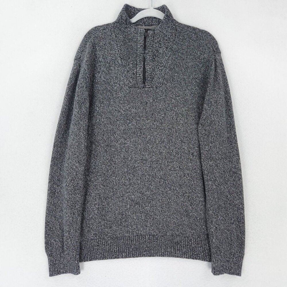 Calvin Klein Sweater Mens Extra Large Gray Knit Quarter Zip Pullover Classic